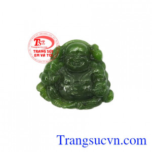 Mặt Nephrite phật di lặc bình an chế tác đẹp, có giấy kiểm định,Mặt Nephrite phật di lặc bình an