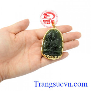 Mặt phật bản mệnh tuổi Ngọ Nephrite đẹp.