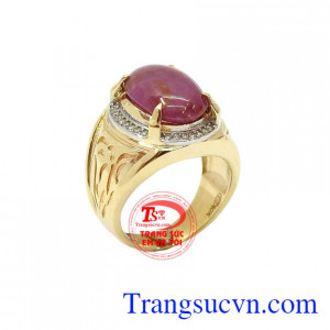 Nhẫn Nam Ruby vàng 10k được thiết kế 3D đẹp được chế tác tinh xảo, chạm khắc đẹp
