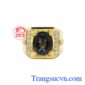 Nhẫn nam vàng Topaz đẹp vàng 14k hợp thời trang.
