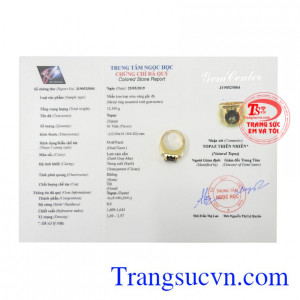 Nhẫn nam vàng Topaz đẹp sang trọng