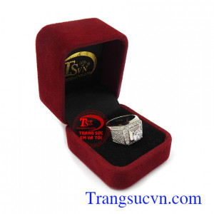 Nhẫn nam vàng trắng Hàn Quốc thời thượng