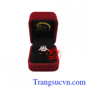 Nhẫn nữ đá thạch anh tím oval/Facet hợp thời trang.Nhẫn nữ đá thạch anh tím oval/Facet.
