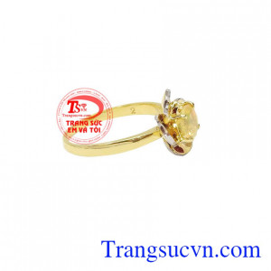 Nhẫn nữ vàng gắn đá Opal thiên nhiên dành cho phái đẹp, đeo hợp thời trang và quý phái