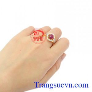 Nhẫn nữ Ruby quý phái thiên nhiên vàng 14k.