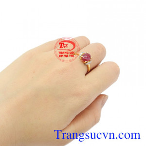Nhẫn nữ vàng 14k Ruby có giấy kiểm định uy tín.