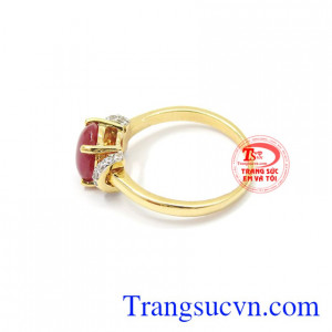 Nhẫn nữ vàng 14k Ruby có giấy kiểm định uy tín.