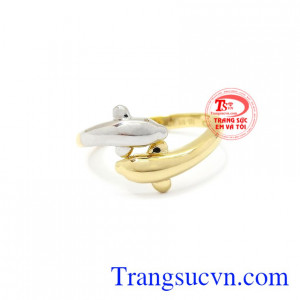 Nhẫn nữ vàng cá heo Korea dành cho những quý cô thích sự mới lạ, đáng yêu.