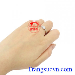 Nhẫn nữ vàng trắng tinh tế 10k đẹp.