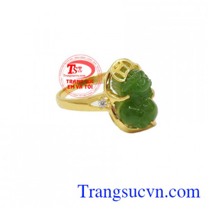 Nhẫn Tỳ Hưu Nephrite Thịnh Vượng vàng 14k, giao hàng nhanh trên toàn quốc