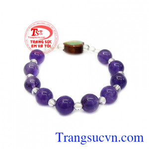 Chuỗi mân côi thạch anh tím trẻ em được kết hợp từ những hạt thạch anh tím thiên nhiên. 