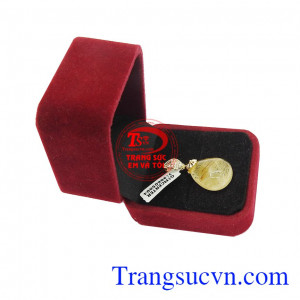 Mặt dây thạch anh tóc vàng may mắn vàng 14k, bảo hành 12 tháng, giao hàng nhanh trên toàn quốc