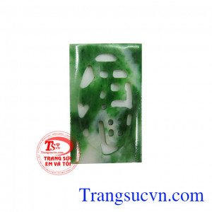 Mặt ngọc cẩm thach phúc dùng làm mặt dây chuyền, bọc vàng đảm bảo chất lượng, mặt bọc theo yêu cầu, mặt ngọc cẩm thạch chữ phúc