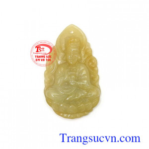 Mặt phật bà ngọc cẩm thạch vàng bền đẹp, chất lượng, chạm khắc tinh xảo, mặt phật ngọc cẩm thạch thiên nhiên
