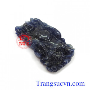 Mặt phật Di Lặc sapphire an nhiên màu sắc tươi sáng, chất lượng đá sapphire thiên nhiên cao cấp