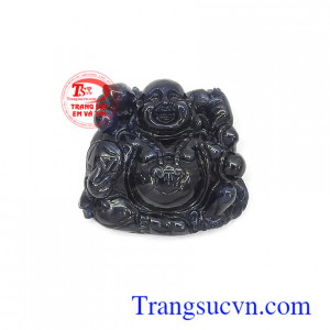 Mặt phật Di Lặc sapphire hạnh phúc chạm khắc đẹp, chất lượng cao, phù hợp bọc vàng làm mặt dây chuyền thời trang, sang trọng