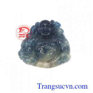 Mặt phật Di Lặc sapphire hoan hỉ chạm khắc tinh xảo, sắc nét, đá sapphire thiên nhiên cao cấp