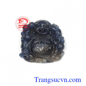 Mặt phật Di Lặc sapphire phúc lộc màu sắc đẹp, chất lượng cao, mặt Di Lặc sapphire thiên nhiên