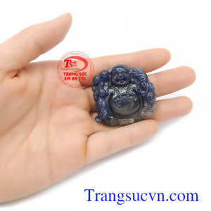 Mặt phật Di Lặc sapphire phúc lộc đá thiên nhiên cao cấp