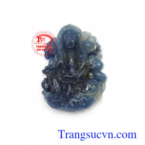 Mặt phật Quan Âm sapphire an lành màu sắc đẹp, chất lượng đá sapphire thiên nhiên cao cấp, chế tác theo yêu cầu