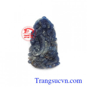 Mặt Quan Âm ngự long sapphire cát khí uy tín, chất lượng, chế tác theo yêu cầu