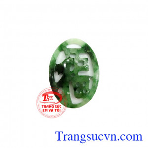 Ngọc ngọc cẩm thạch dành cho làm mặt dây chuyền đeo cổ, bọc vàng chạm hình rồng, tinh tế, mặt chữ ngọc