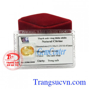 Thạch anh vàng thiên nhiên mệnh kim thích hợp làm mặt dây hoặc mặt nhẫn bọc vàng.