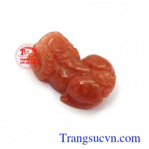 Tỳ hưu ngọc cẩm thạch đỏ phù hợp bọc vàng hoặc bạc làm mặt dây chuyền, mặt nhẫn đeo thời trang, phong thủy
