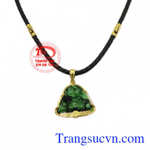 Bộ mặt dây Di Lặc Jadeite có giấy kiểm định uy tín.