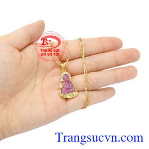 Bộ mặt dây quan âm ruby đẹp bình an.