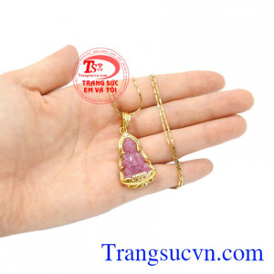 Bộ mặt dây ruby quan âm bình có giấy kiểm định đá quý.