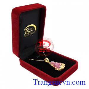 Bộ mặt dây ruby quan âm may mắn 