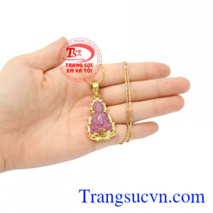 Bộ mặt dây ruby quan âm may mắn đem lại may mắn, bình an cho người đeo.
