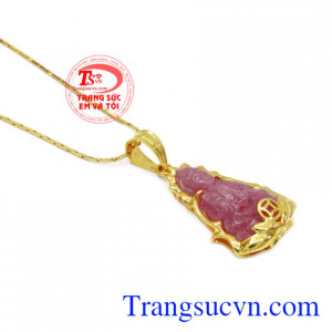 Bộ mặt dây ruby quan âm may mắn đẹp.