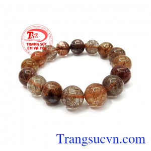 Chuỗi tay thạch anh tóc may mắn phong thủy, hợp thời trang,Chuỗi tay thạch anh tóc tam tài