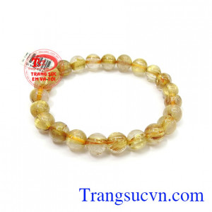 Chuỗi thạch anh tóc vàng 8 mm màu sắc đẹp, chất lượng cao, đeo hợp thời trang và phong thủy