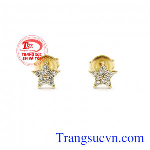 Hoa tai nữ vàng ngôi sao được chế tác tỉ mỉ từ vàng màu chuẩn chất lượng,Hoa tai nữ vàng ngôi sao