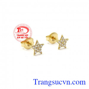 Sản phẩm mang phong cách trẻ trung, năng động, thích hợp làm quà tặng cho người phụ nữ của bạn,Hoa tai nữ vàng ngôi sao