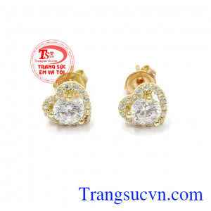 Hoa tai vàng trái tim là món quà ý nghĩa dành tặng cho người phụ nữ mà bạn yêu thương,Hoa tai vàng trái tim