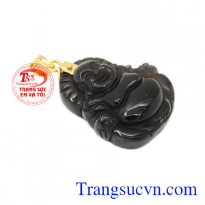 Mặt dây Di Lặc thạch anh khói có thể đem lại may mắn, tài lộc, phú quý.