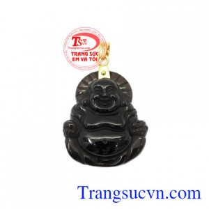 Mặt dây Di Lặc thạch anh khói là sản phẩm được chế tác từ vàng 10k chất lượng.