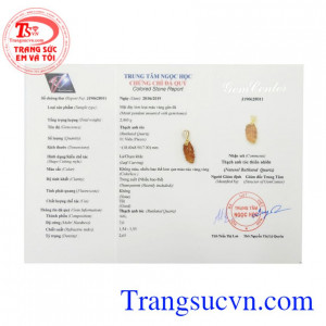 Mặt dây lá thạch anh tóc xinh xắn