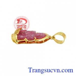 Mặt dây quan âm ruby bình an có giấy kiểm định uy tín.