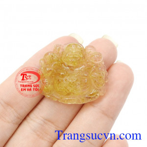 Sản phẩm thích hợp làm quà tặng cho người thân hoặc bạn bè,Mặt di lặc thạch anh tóc vàng hoan hỉ