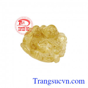 Thạch anh tóc thiên nhiên hợp với mệnh kim và mệnh thổ,Mặt di lặc thạch anh tóc vàng hoan hỉ