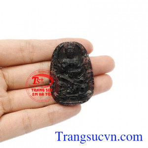 Mặt phật có thể bọc vàng để đảm bảo độ bền đẹp. Mặt phật tuổi tuất-hợi thạch anh tóc đen.