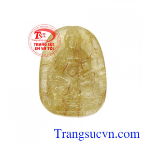 Mặt phật tuổi tuất-hợi thạch anh tóc vàng