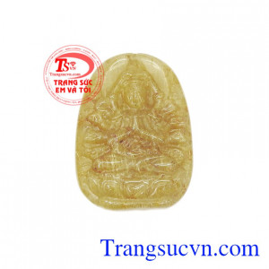 Mặt phật tuổi tý thạch anh tóc vàng