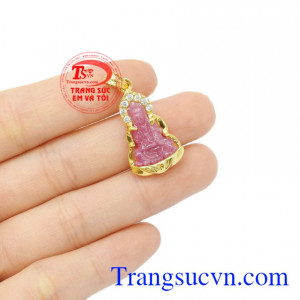 Mặt quan âm ruby bọc vàng 14k, giao hàng trên toàn quốc.