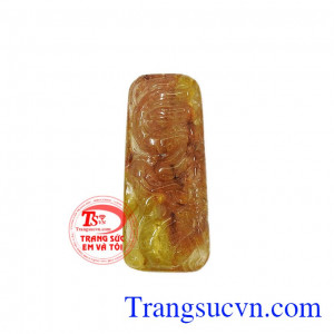 Mặt rồng thạch anh tóc vàng được chế tác tỉ mỉ, tinh tế từ đá thạch anh tóc thiên nhiên,Mặt rồng thạch anh tóc vàng